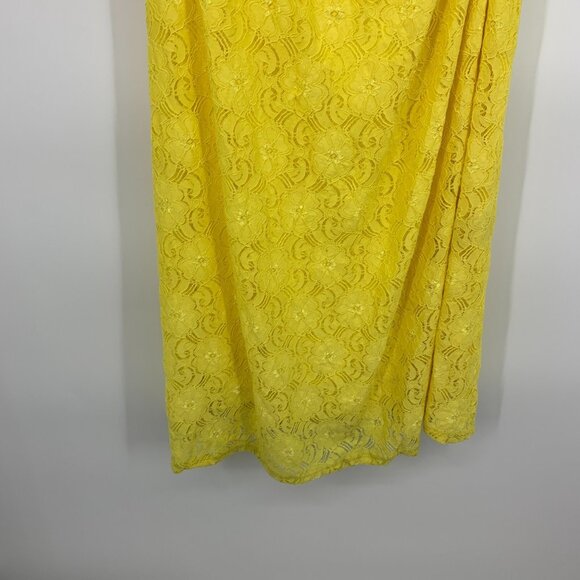 Revolve NSR Dress Midi Yellow Lace Floral Twist Front Sleeveless - Picture 6 of 16